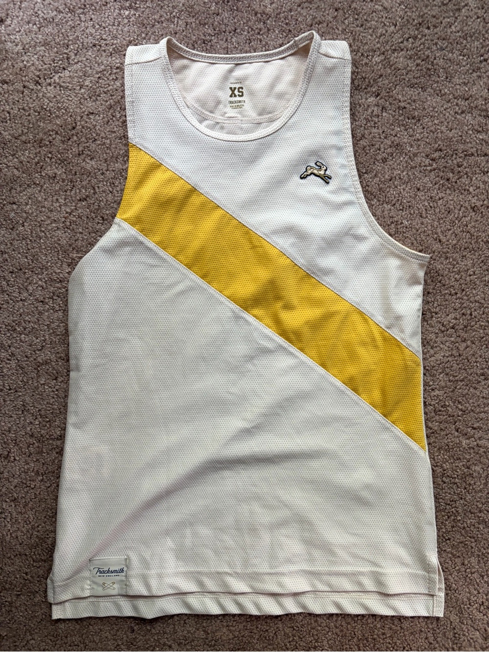 Tracksmith Van Cortlandt Running Mesh Singlet Narcissus Yellow Ivory XS - Picture 4 of 8
